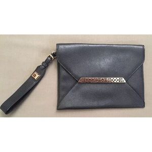Stella & Dot Avalon black leather clutch wristlet